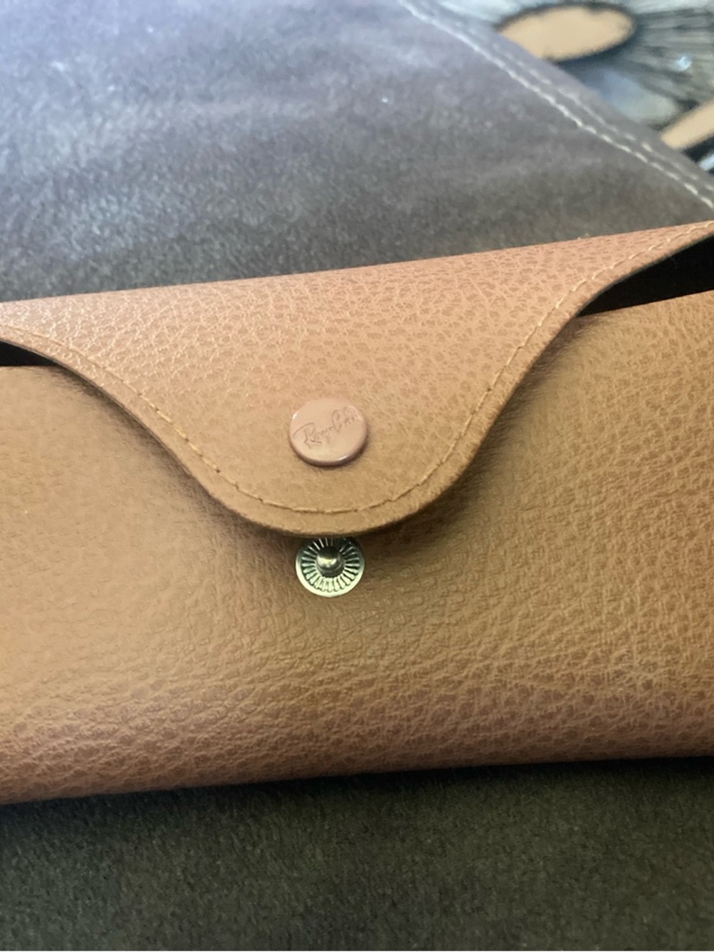 Empty Ray-Ban Brown Tan Coloured Leather Sunglasses Case
